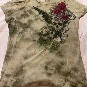 Harley-Davidson Green Skull and Roses Tee